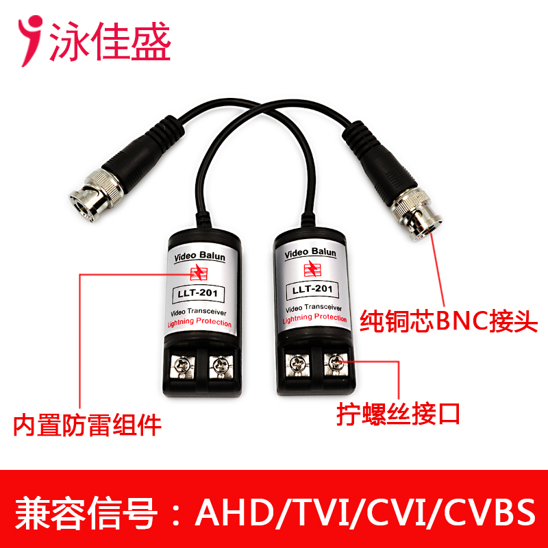 LLT-201C精装版 单路无源高清双绞线传输器 支持AHD CVI TVI CVBS监控信号(图2)