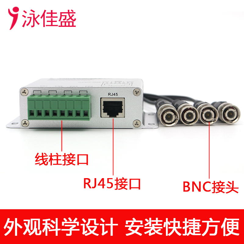 YJS-8104HD 四路无源高清双绞线传输器 支持AHD CVI TVI CVBS监控信号(图3)