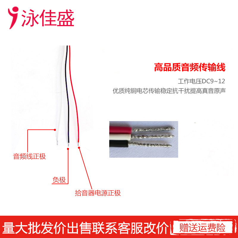 GK-1000  微型监控拾音器探头 可调灵敏度 高保真低噪音 收音录音麦克风(图1)