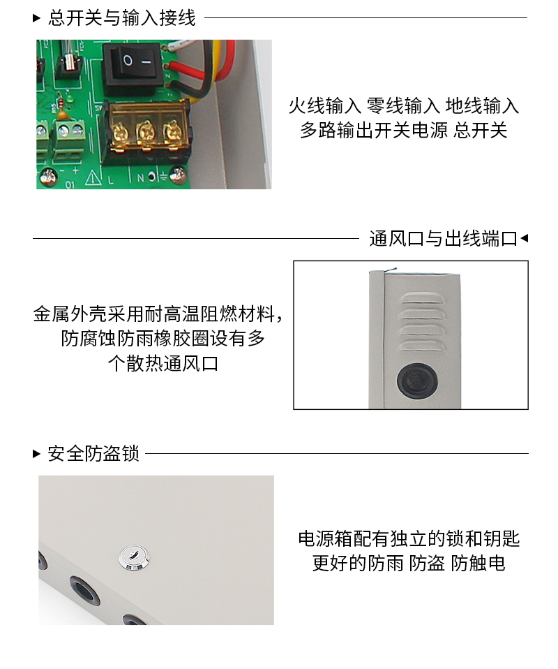 12V20A18路安防监控电源箱 LED稳压开关电源 CCTV集中供电电源箱(图12)